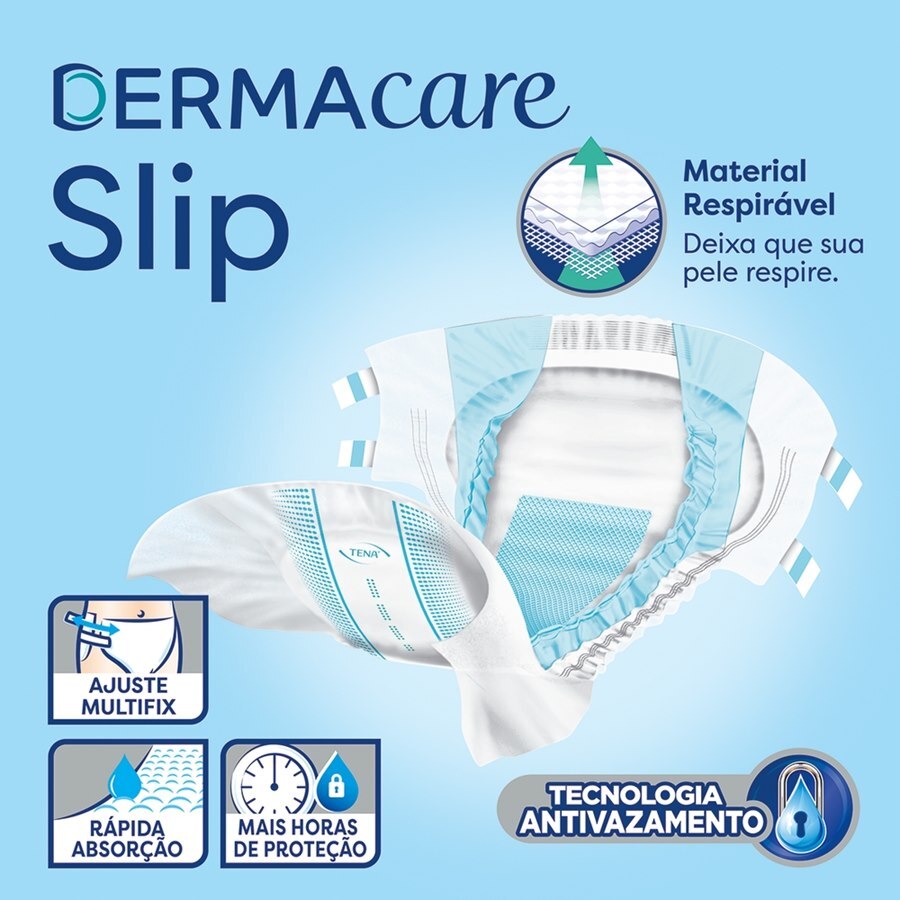 Fralda Geriátrica Unissex Tena Dermacare Slip Eg - 7 Unidades