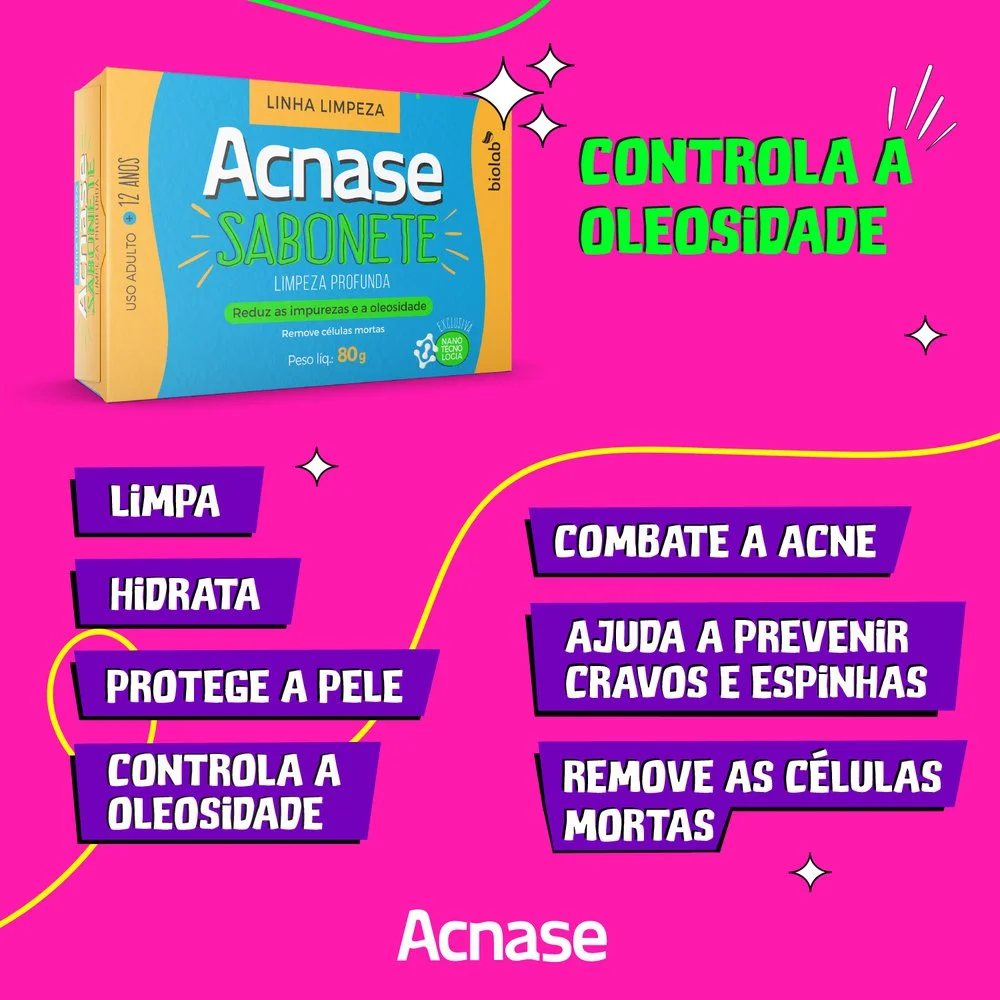 Sabonete em Barra Facial Acnase Clean Limpeza Profunda 80g
