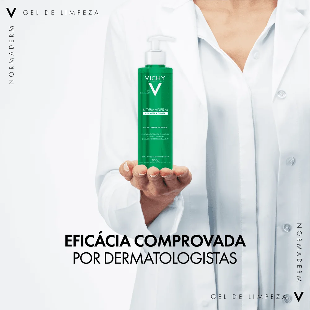 Gel de Limpeza Facial Vichy Normaderm Limpeza Profunda Pele Mista a Oleosa 300g