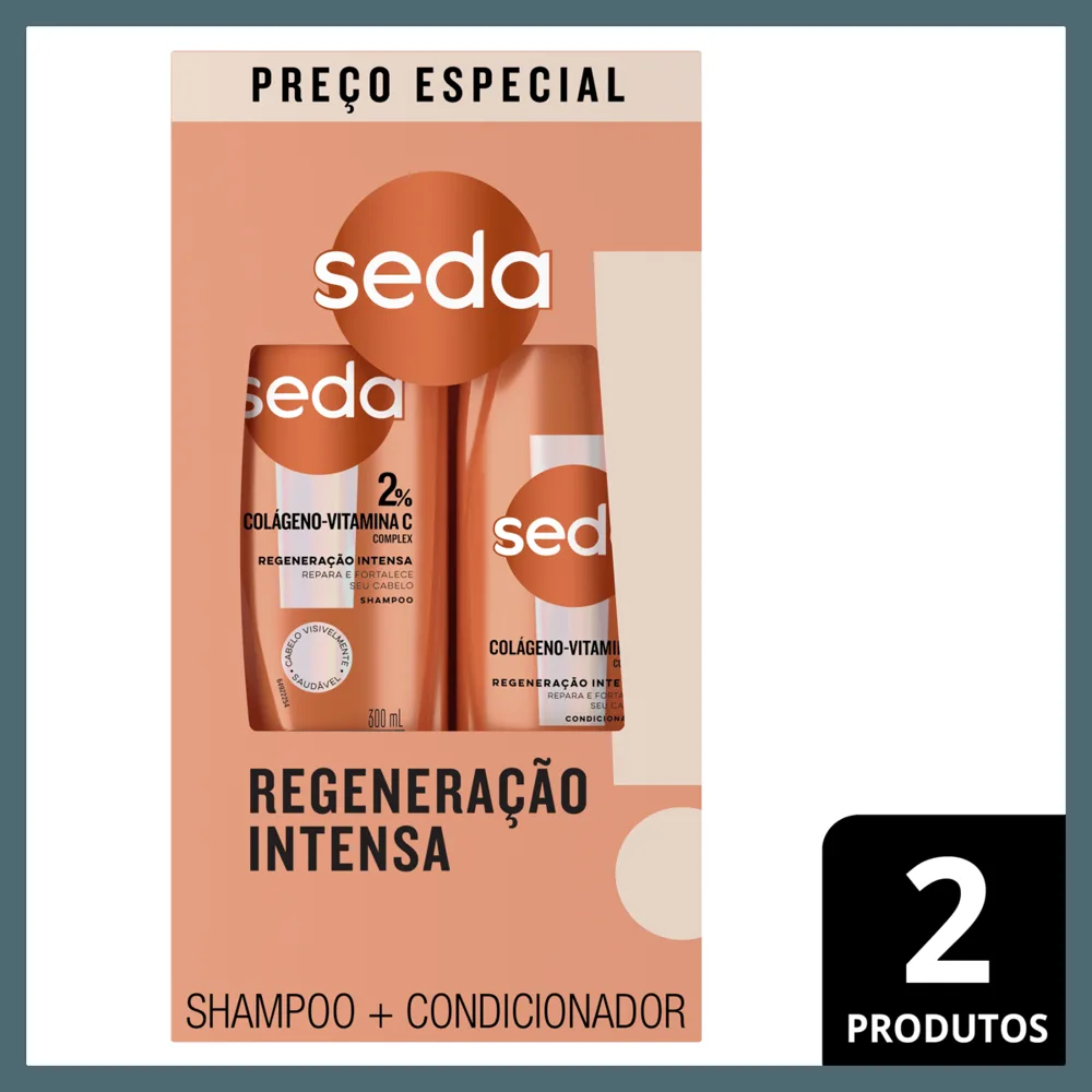 Kit Shampoo Seda by Niina Secrets Colágeno + Vitamina C 300ml 1 Uni + Condicionador Colágeno + Vitamina C by Niina Secrets 190ml 1 Uni