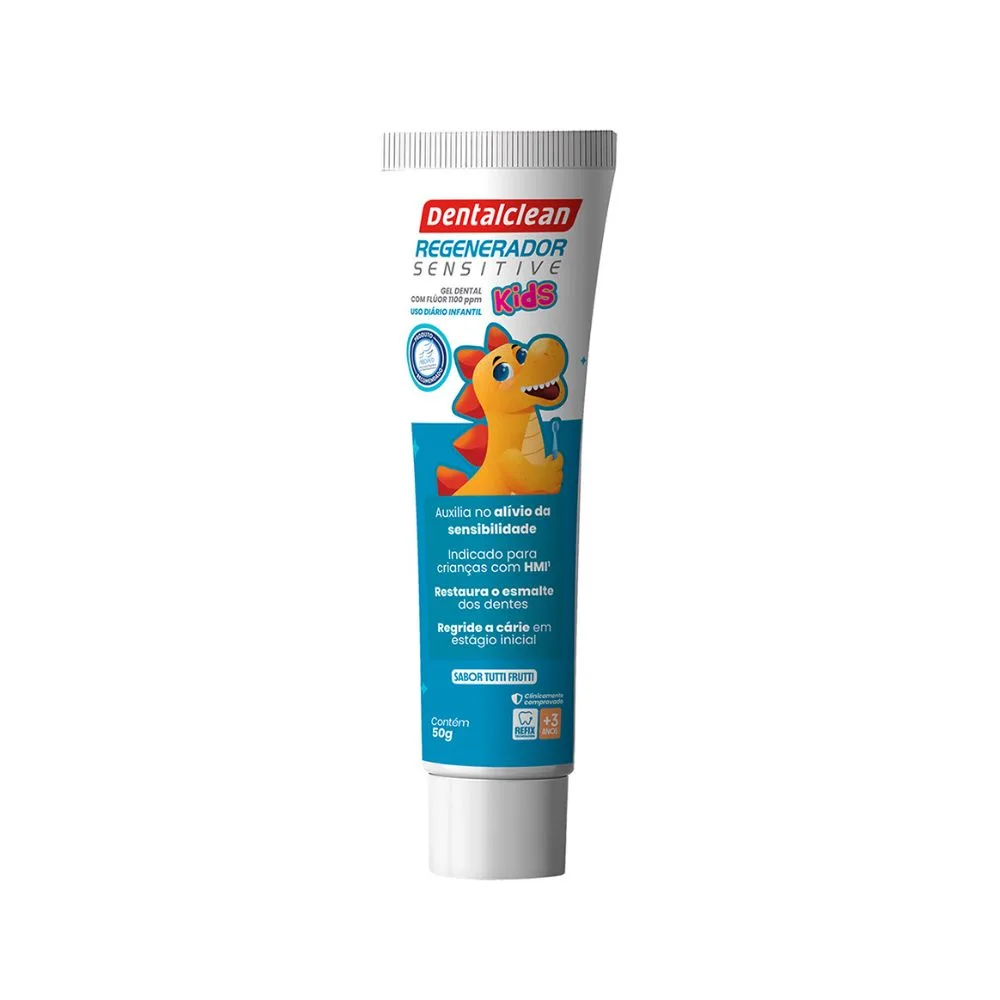 Gel Dental Infantil Dentalclean Kids Regenerador Sensitive com Flúor Sabor Tutti Frutti 50g