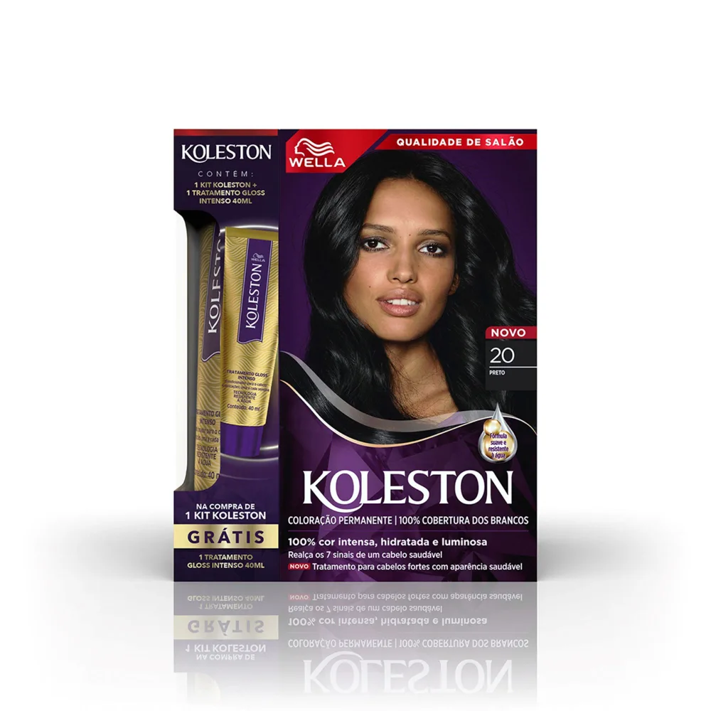 Tintura Koleston Preto 20 Grátis Tratamento Gloss Intenso 40ml