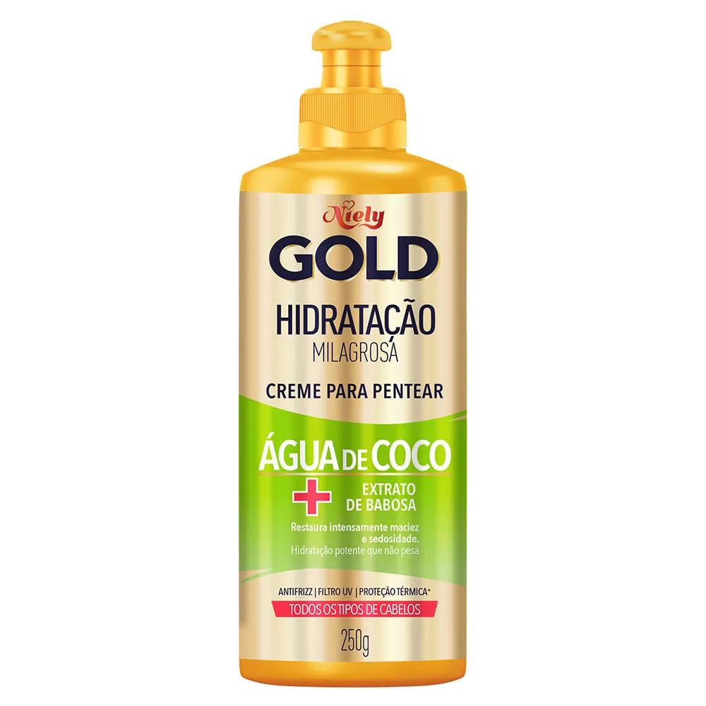 Creme de Pentear Niely Gold Reconstrução Potente Queratina-V e 13 Aminoácidos 250g