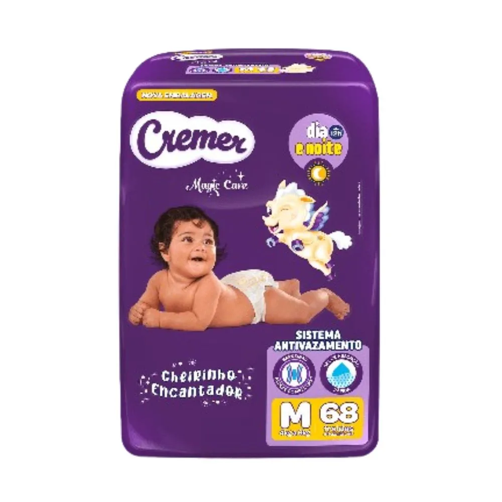 Fralda Cremer Magic Care Dia e Noite M 68 Unidades