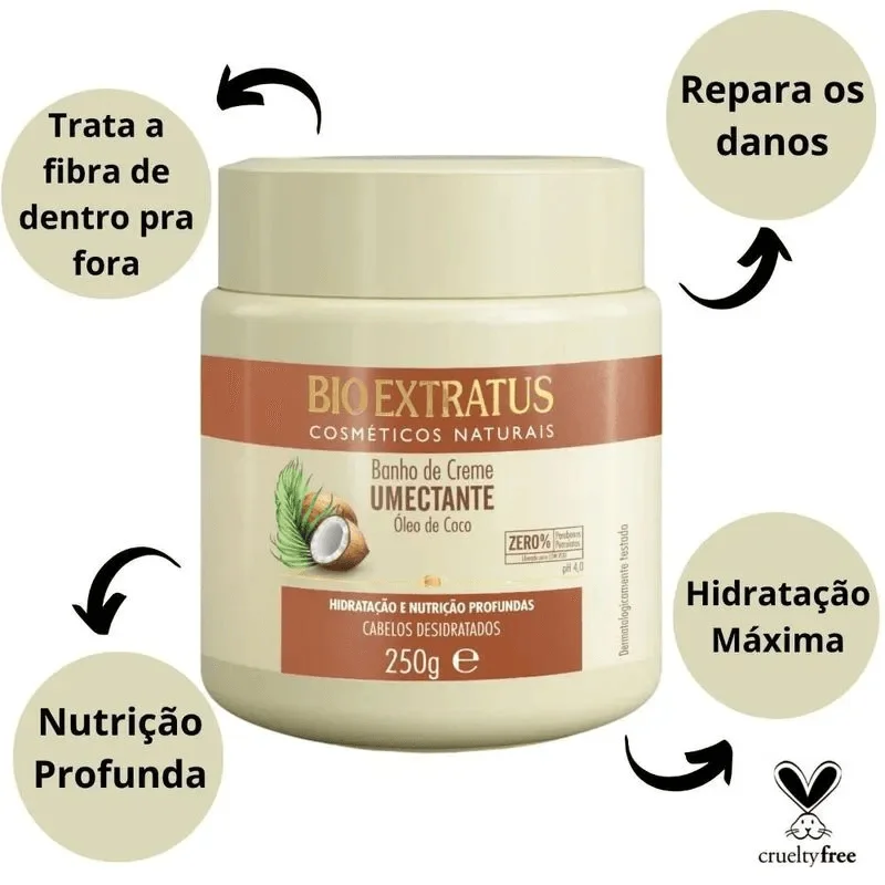 Máscara Capilar Bio Extratus Óleo de Coco Umectante 250g