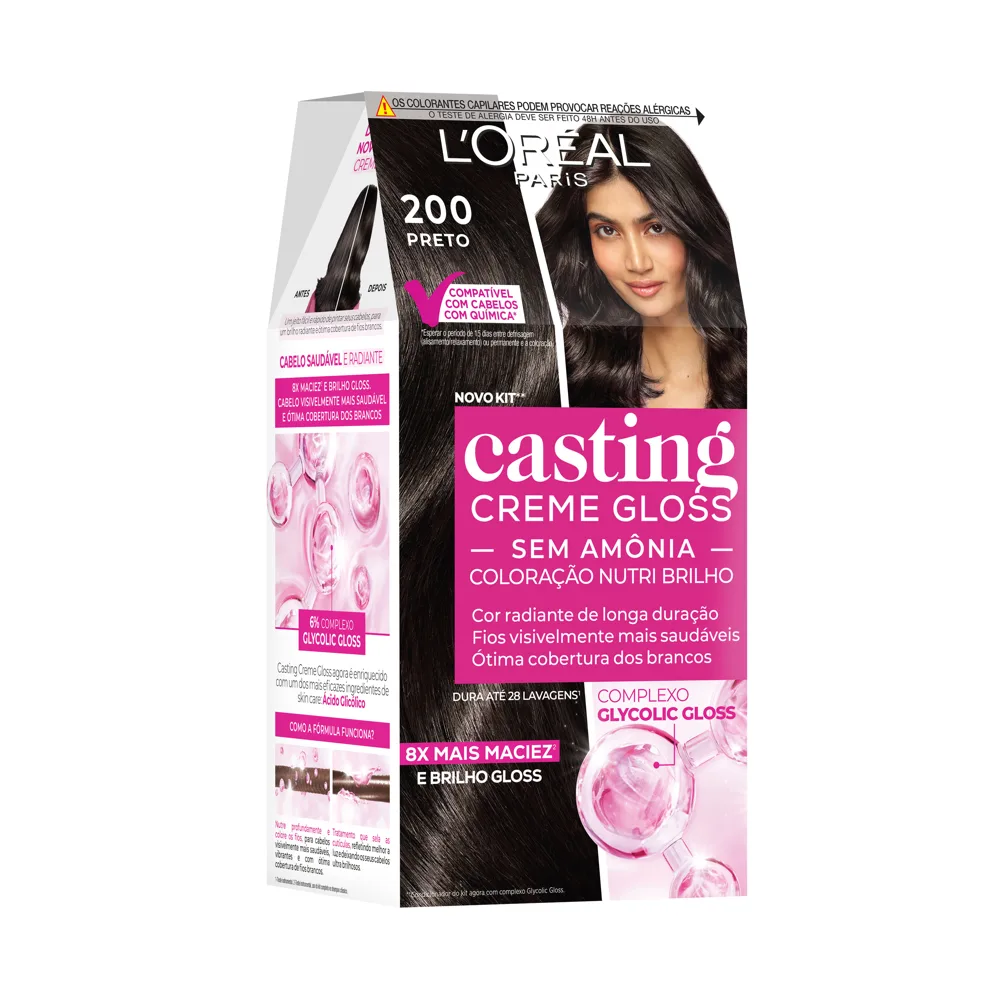 Tinta De Cabelo Casting Creme Gloss De L’oréal Paris 200 Preto 246g