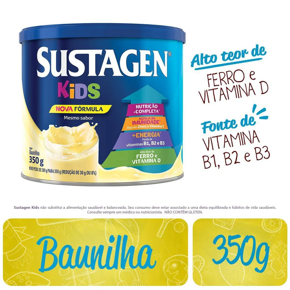 Complemento Alimentar Infantil Sustagen Kids Sabor Baunilha 350g