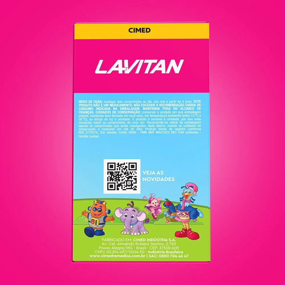 Vitamina Infantil Mastigável Tutti-Frutti Lavitan Patati Patatá 60 Comprimidos