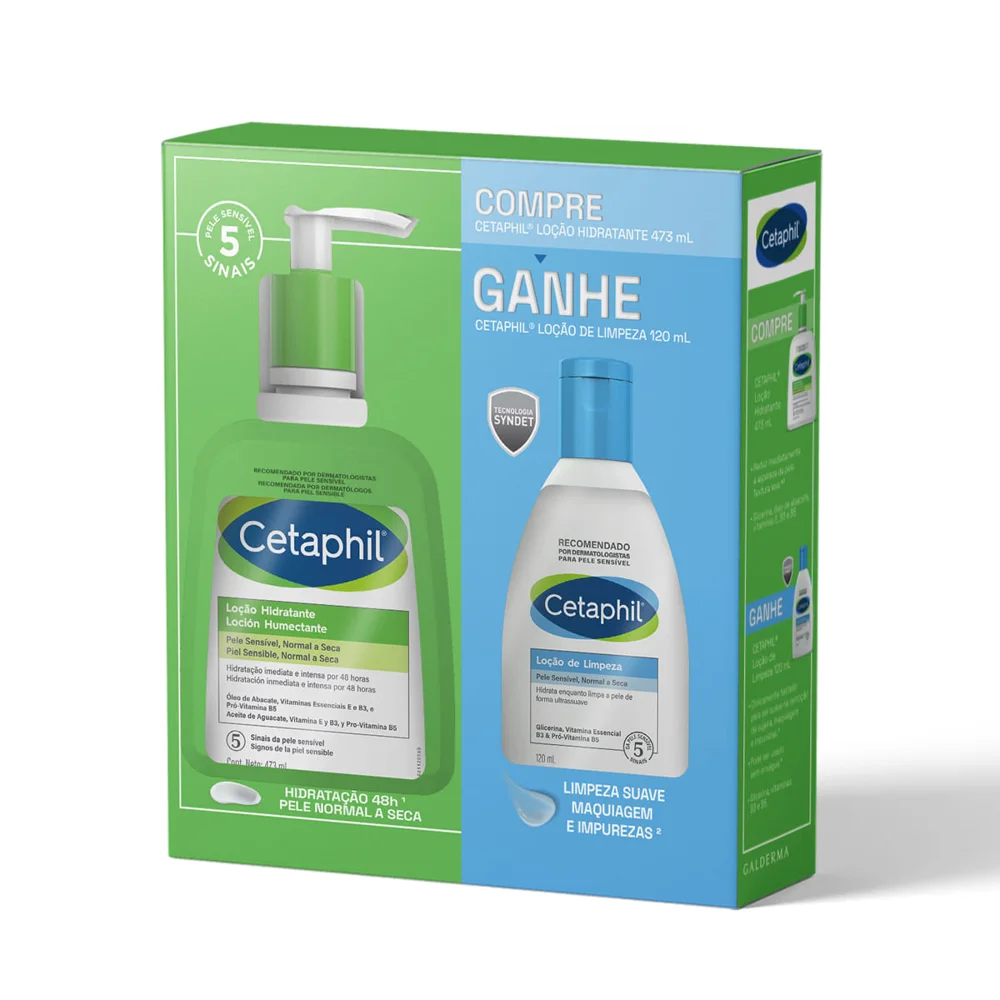 Kit Loção Hidratante Cetaphil Corporal 473ml 1 Unidade + Loção de Limpeza Cetaphil 120ml 1 Unidade