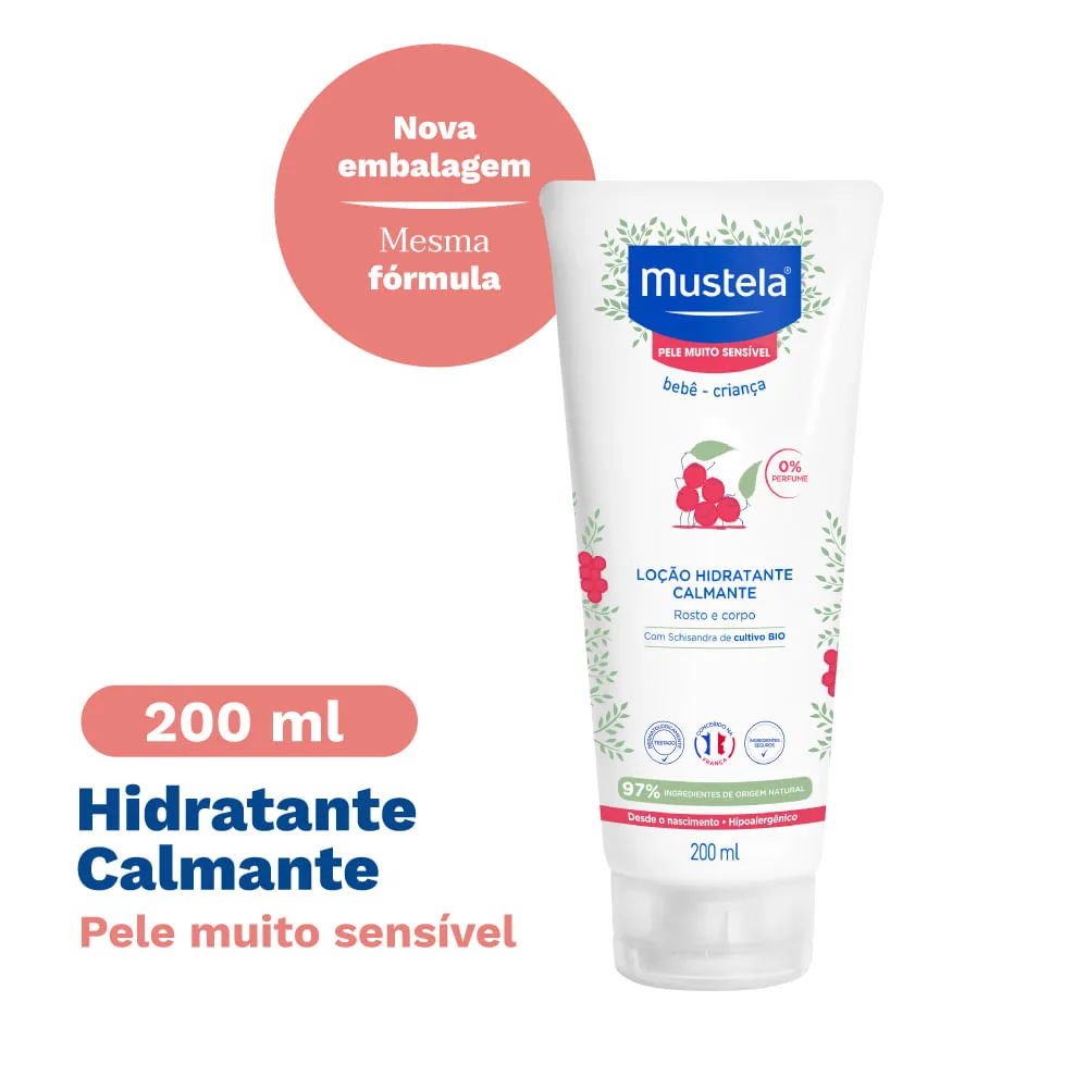 Loção Hidratante Mustela Pele Muito Sensível Bebê Calmante Sem Perfume 200ml