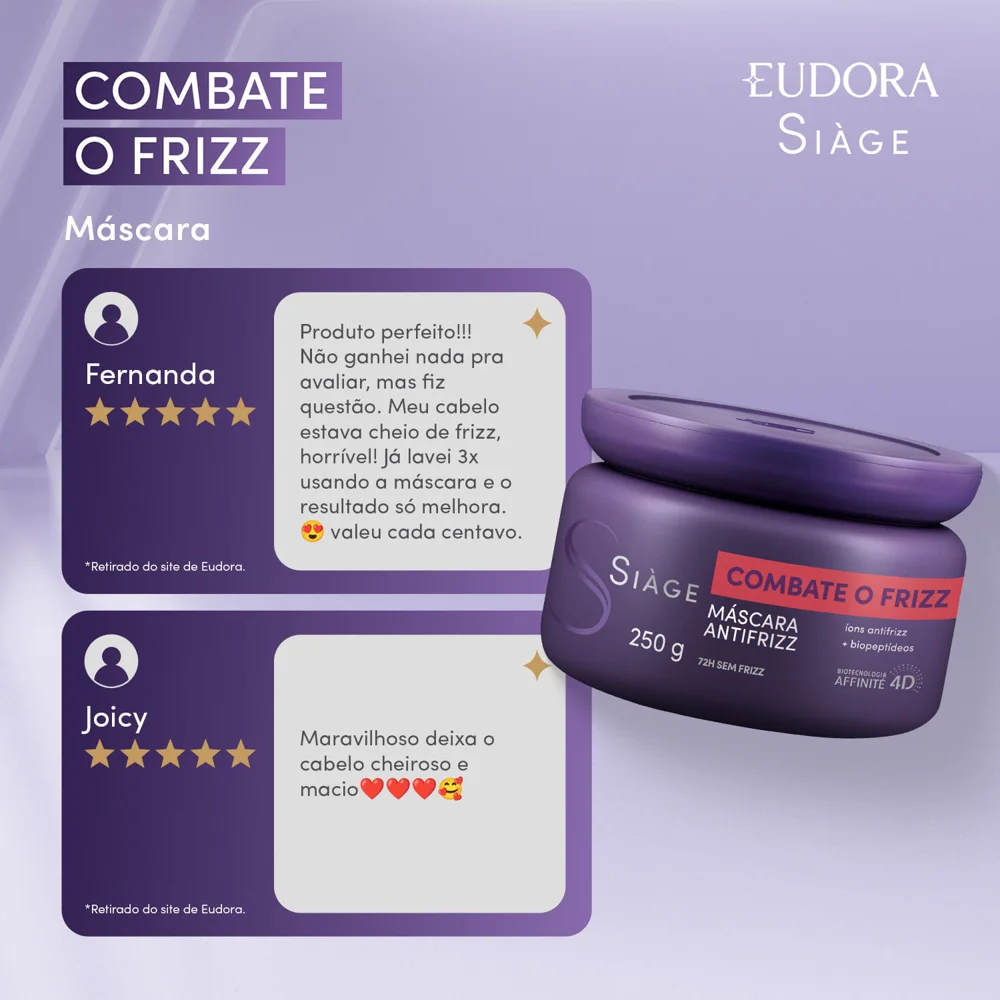 Máscara Capilar Eudora Siàge Combate o Frizz 250g
