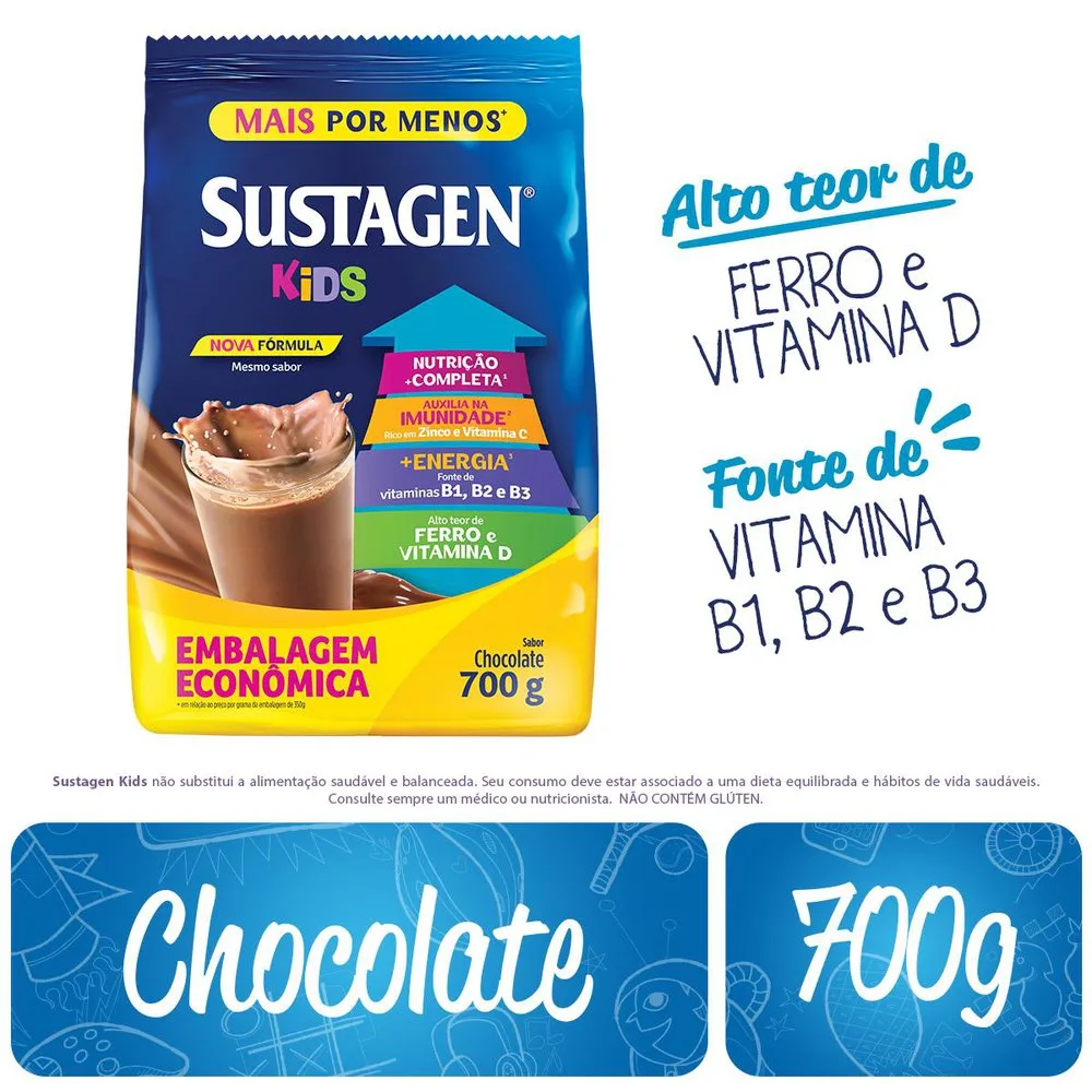 Complemento Alimentar Infantil Sustagen Kids Sabor Chocolate 700g