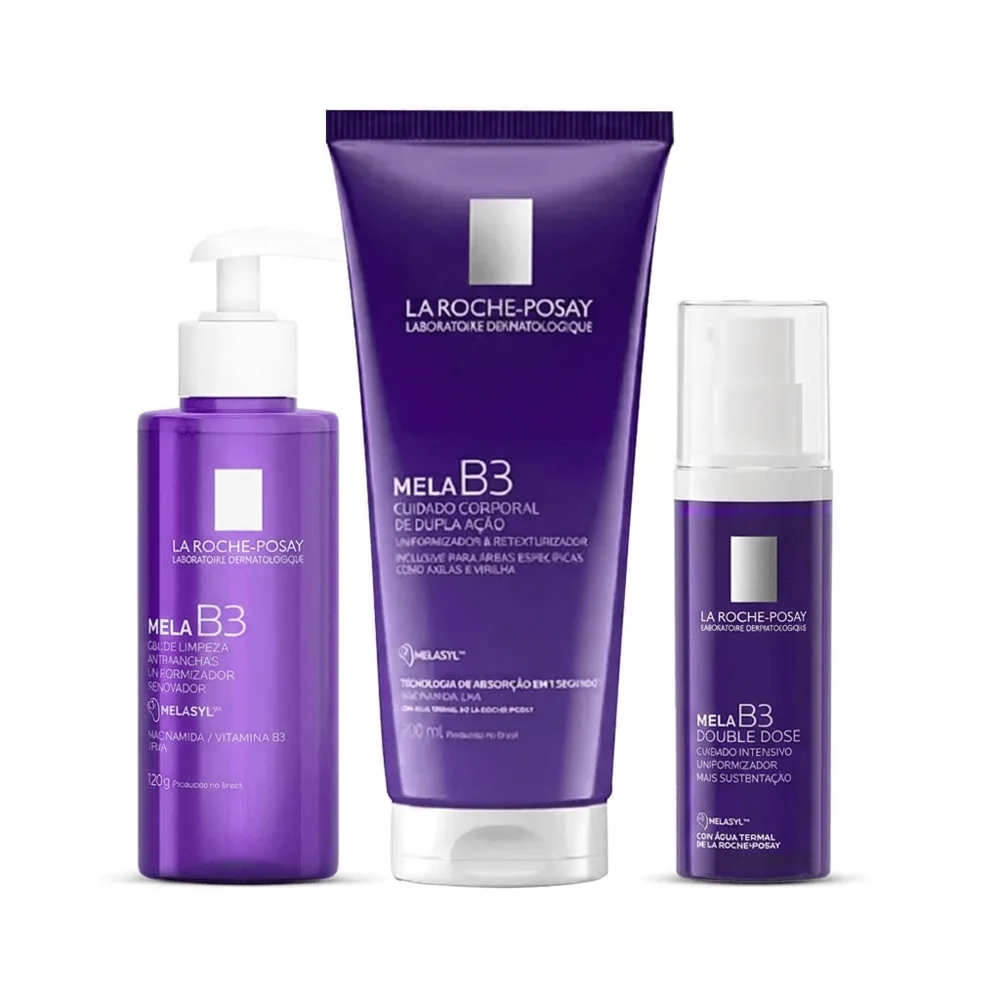 Kit La Roche-Posay Mela B3 Gel de Limpeza 120g + Hidratante Facial 40ml + Loção Corporal 200ml