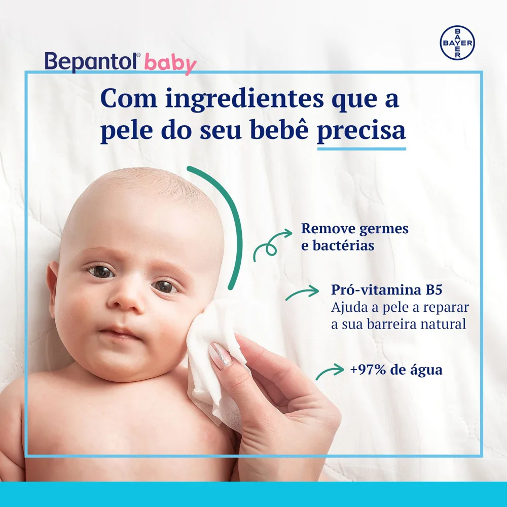 Lenços Umedecidos Bepantol Baby Limpeza Protetora Antibac 48 Unidades