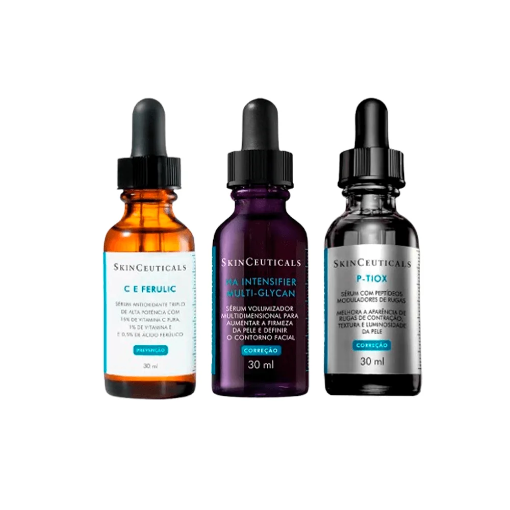 Kit Skinceuticals Sérum Facial Ha Intensifier Multi-Glycan 30ml + Sérum P-Tiox 30ml + Sérum Facial C E Ferulic 30ml