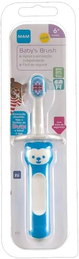Escova Dental Infantil MAM Baby's Brush +6 meses Azul 1 Unidade