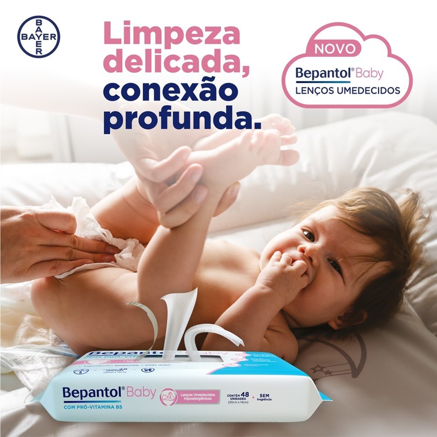 Bepantol Baby Lenços Umedecidos Hipoalergênico Com Pró Vitamina B5 Sem Fragrância - 48 Unidades