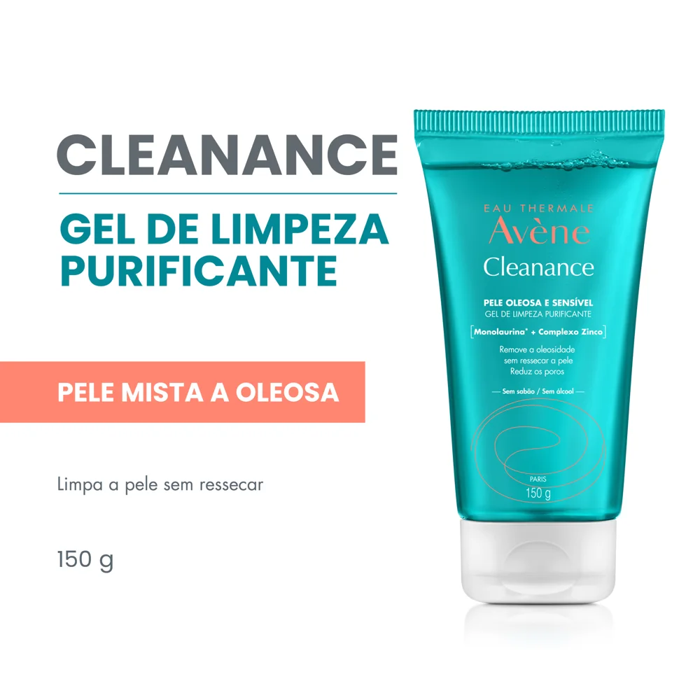 Gel de Limpeza Facial Avène Cleanance Pele Oleosa e Acneica 150ml