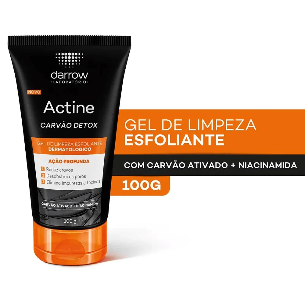 Gel de Limpeza Facial Darrow Actine Esfoliante Carvão Ativado Detox 100g