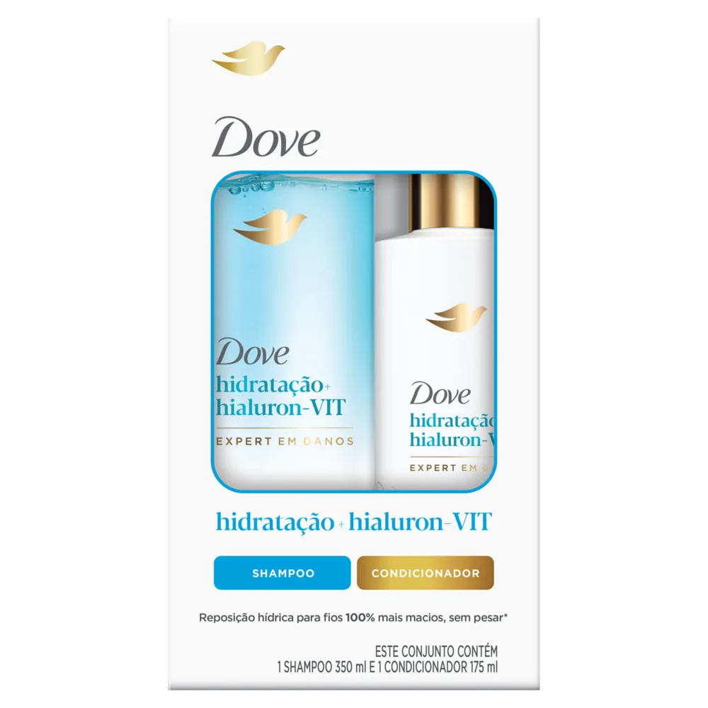 Kit Dove Hidratação + Hialuron-Vit Shampoo 350ml + Condicionador 175ml