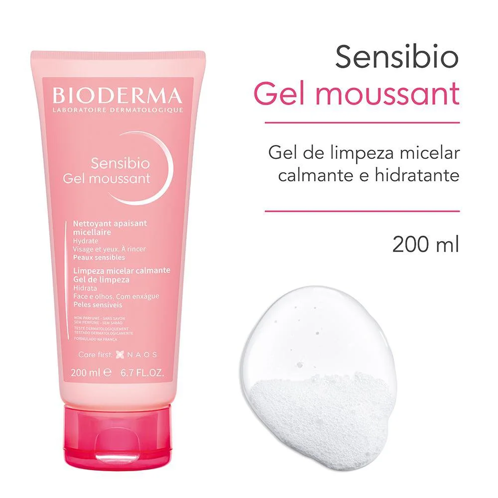 Gel de Limpeza Micelar Calmante e Hidratante Bioderma Sensibio Gel Moussant 200ml