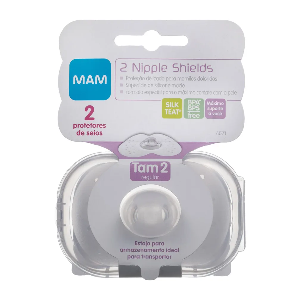 Protetor de Mamilo MAM Nipple Shields Regular Tamanho 2 2 Unidades + Estojo