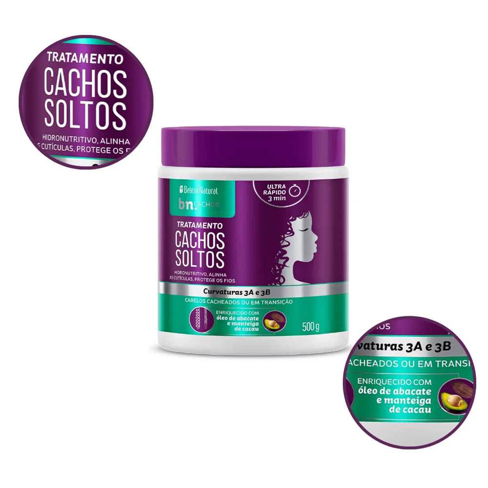 Creme De Tratamento Beleza Natural Cachos Soltos 500g