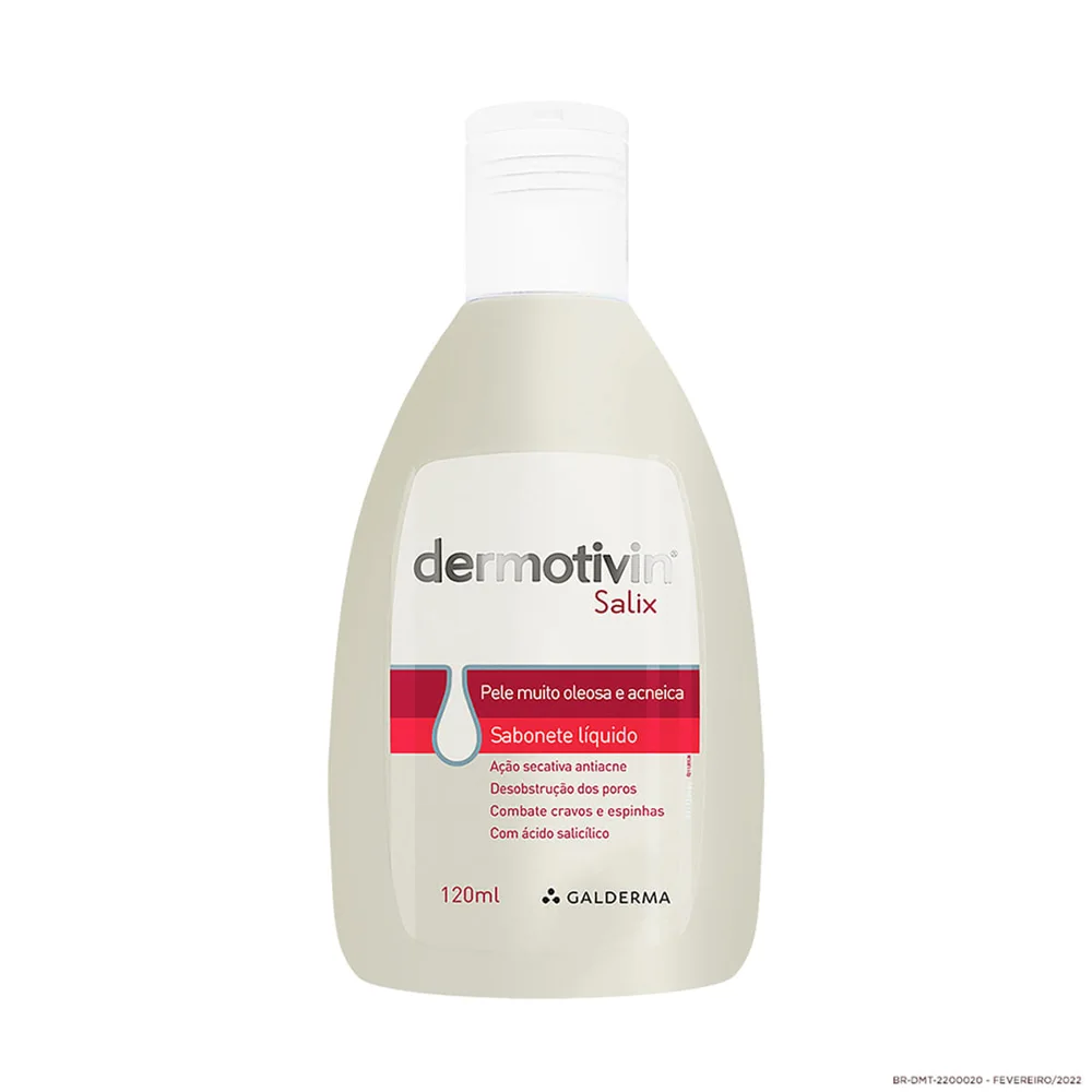 Sabonete Líquido Facial Dermotivin Salix Pele Muito Oleosa e Acneica 120ml