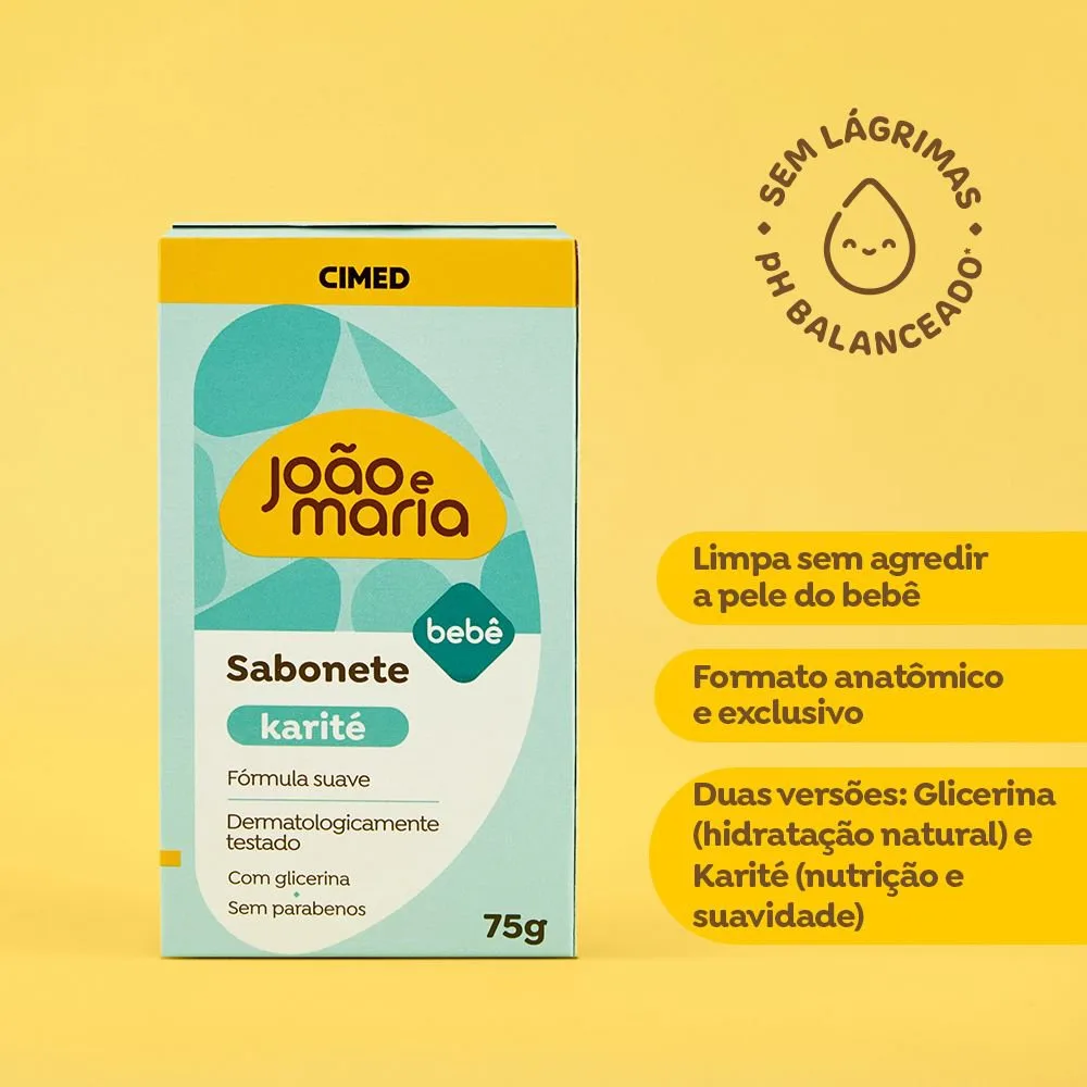 Sabonete em Barra Infantil João e Maria Bebê Manteiga de Karité e Glicerina 75g