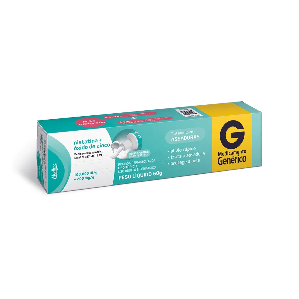 Nistatina 100.000 U.I./g + Óxido de Zinco 200 mg/g Pomada para Assadura 60g Genérico Medley