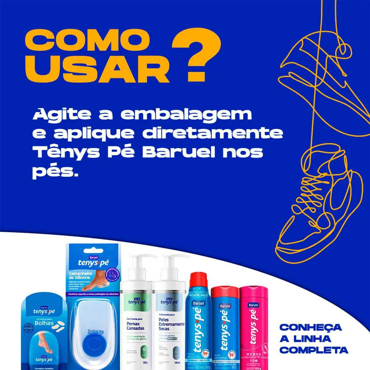 Tenys Pé Baruel Jato Seco Original Desodorante para Pés 150ml
