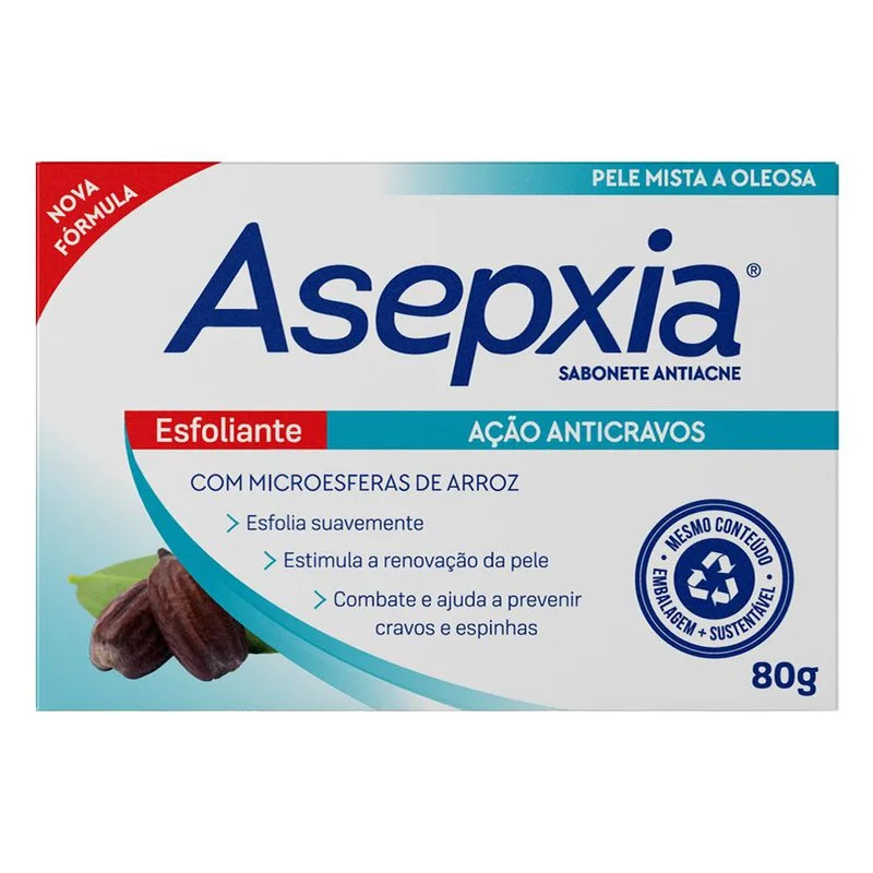 Sabonete em Barra Facial Asepxia Esfoliante Antiacne 80g