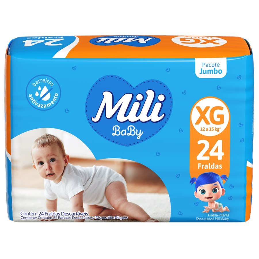 Fralda Mili Baby Jumbo Xg - 24 Unidades
