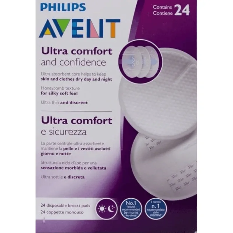 Absorvente para Seios Philips Avent Descartável Dia e Noite 24 Unidades