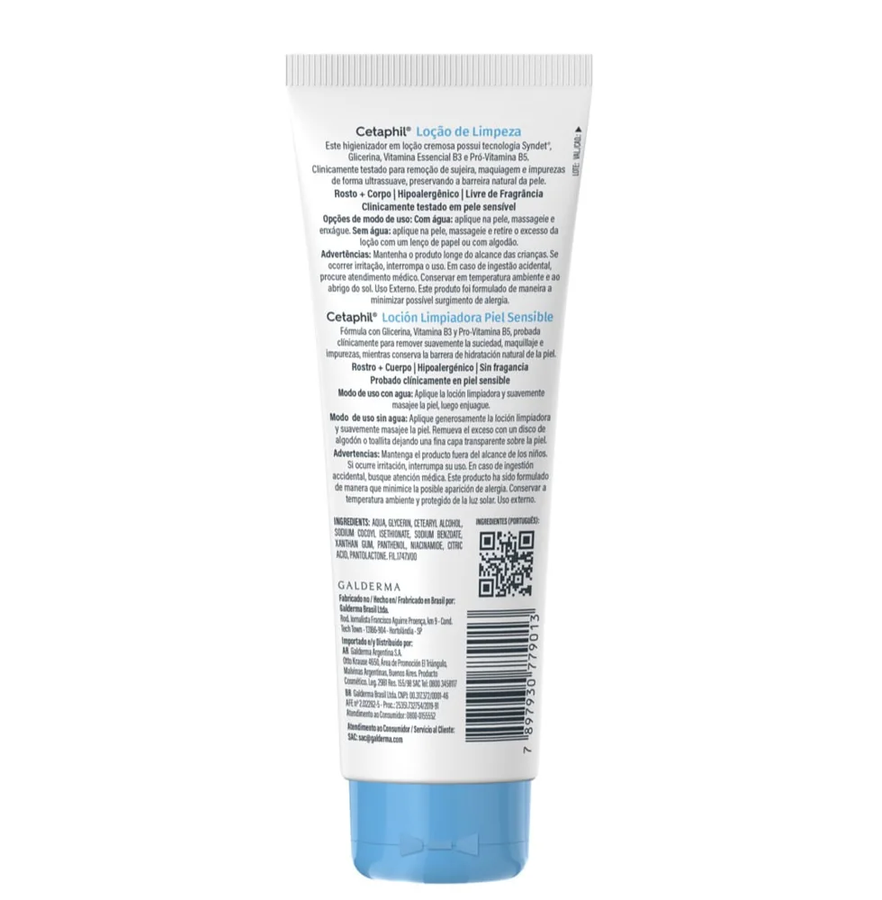 Loção De Limpeza Cetaphil Sem Fragrância Vitamina B3 E Pró-Vitamina B5 100ml