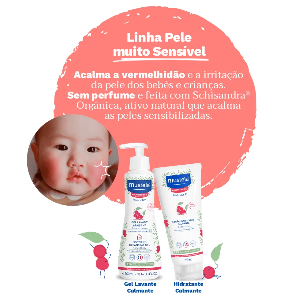 Kit Mustela Gel Lavante Calmante Pele Muito Sensível 300ml + Hidratante Calmante para Pele Muito Sensível 200ml