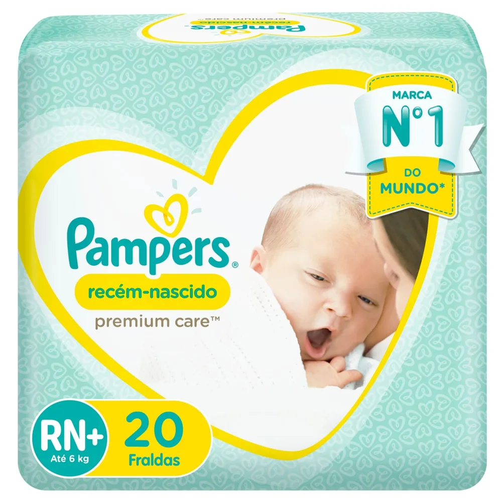 Fralda Pampers Premium Care Recém Nascido RN+ 20 Unidades