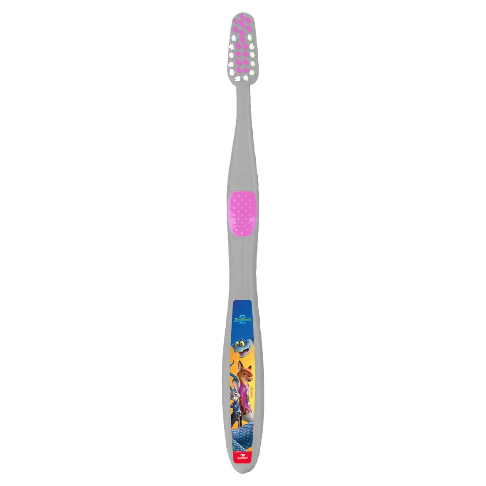Escova Dental Infantil Condor Zootopia Macia 2 Júnior Cabeça 2 Unidades