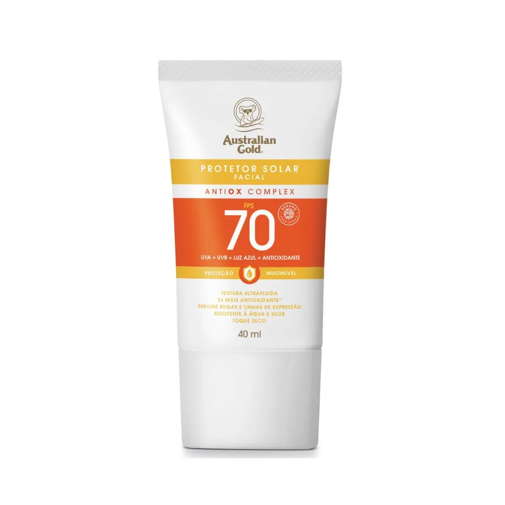 Protetor Solar Facial Australian Gold Antiox Complex Ultra Fluido FPS70 40ml