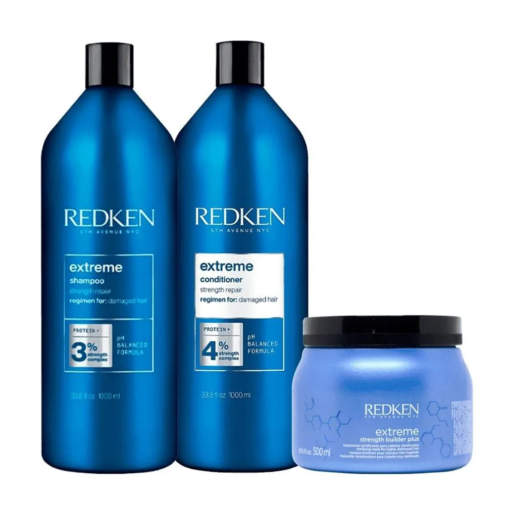Redken Extreme Shampoo + Condicionador 1L  + Máscara Capilar 500ml