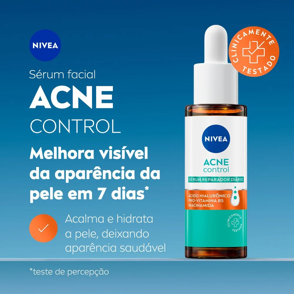 Sérum Facial Nivea Acne Control Reparador Sem Perfume com Ácido Salicílico e Niacinamida 30ml
