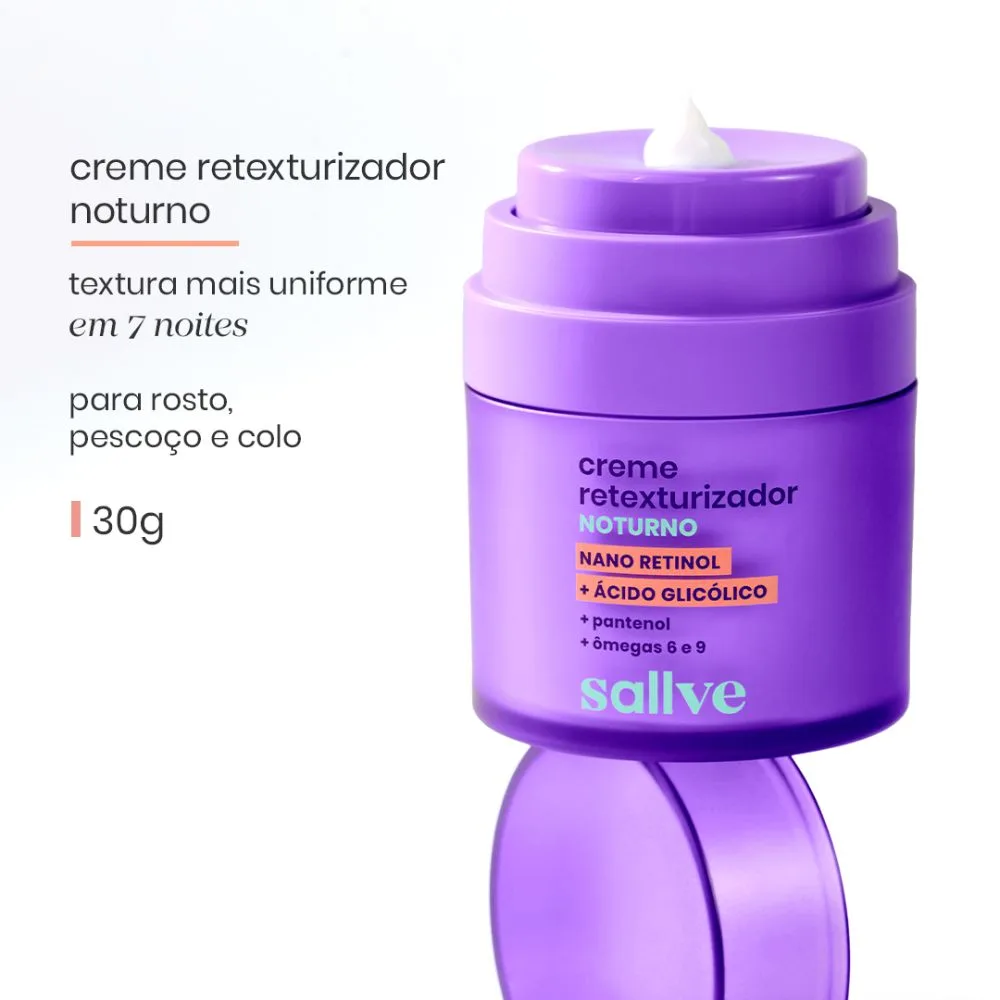 Creme Sallve Retexturizador Noturno Com Nano Retinol 30g