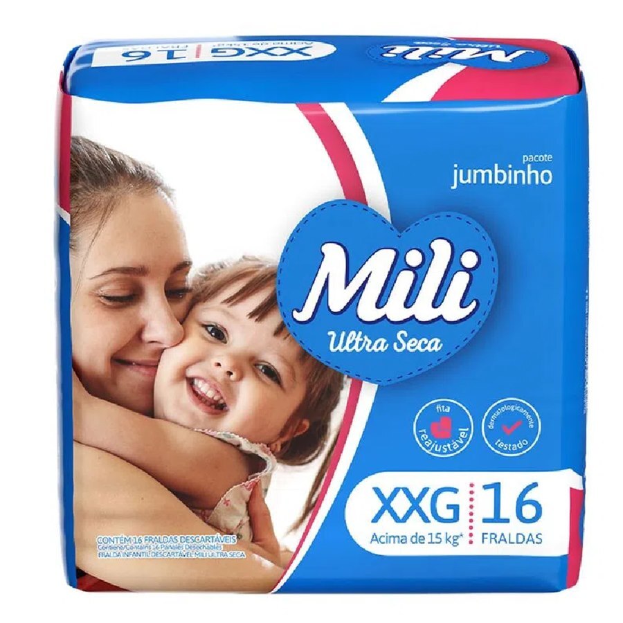 Fralda Mili Ultra Seca Jumbinho Xxg - 16 Unidades