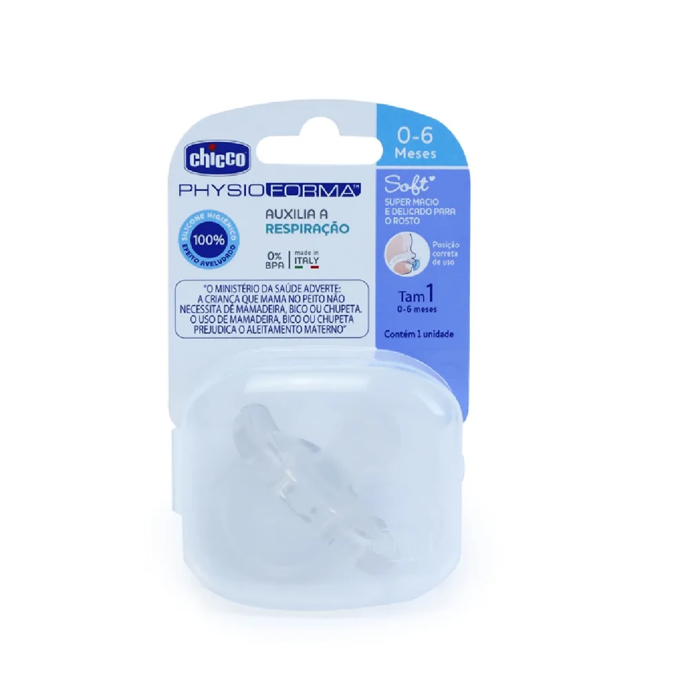 Chupeta Chicco PhysioForma Soft Anatômica de 0 a 6 meses Silicone Transparente 1 Unidades