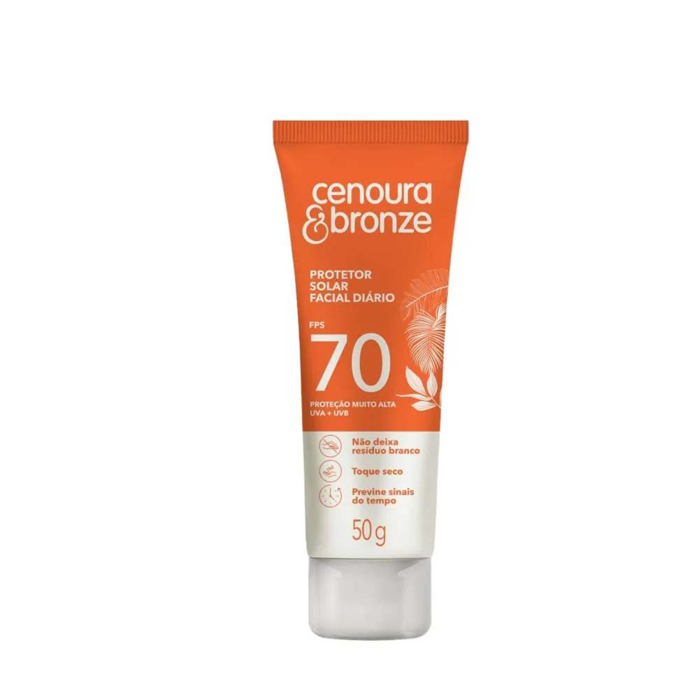Protetor Solar Facial Cenoura Bronze Toque Seco Fps70 50g