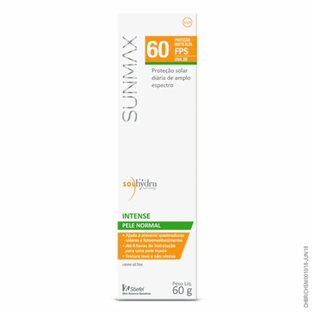 Protetor Solar Facial Sunmax Intense FPS60 Não Oleoso 60g