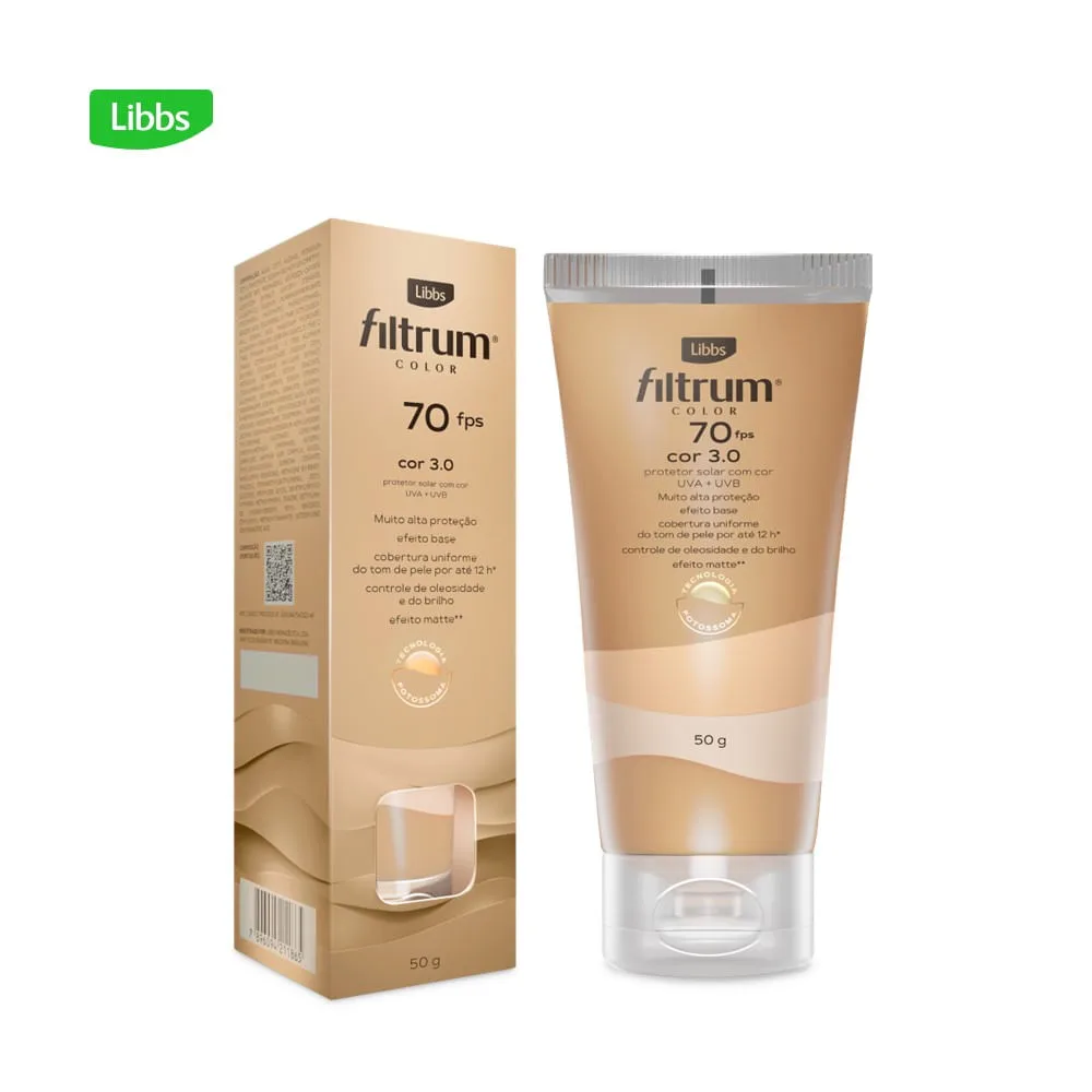 Protetor Solar Facial Filtrum Color FPS70 Cor 3.0 50g
