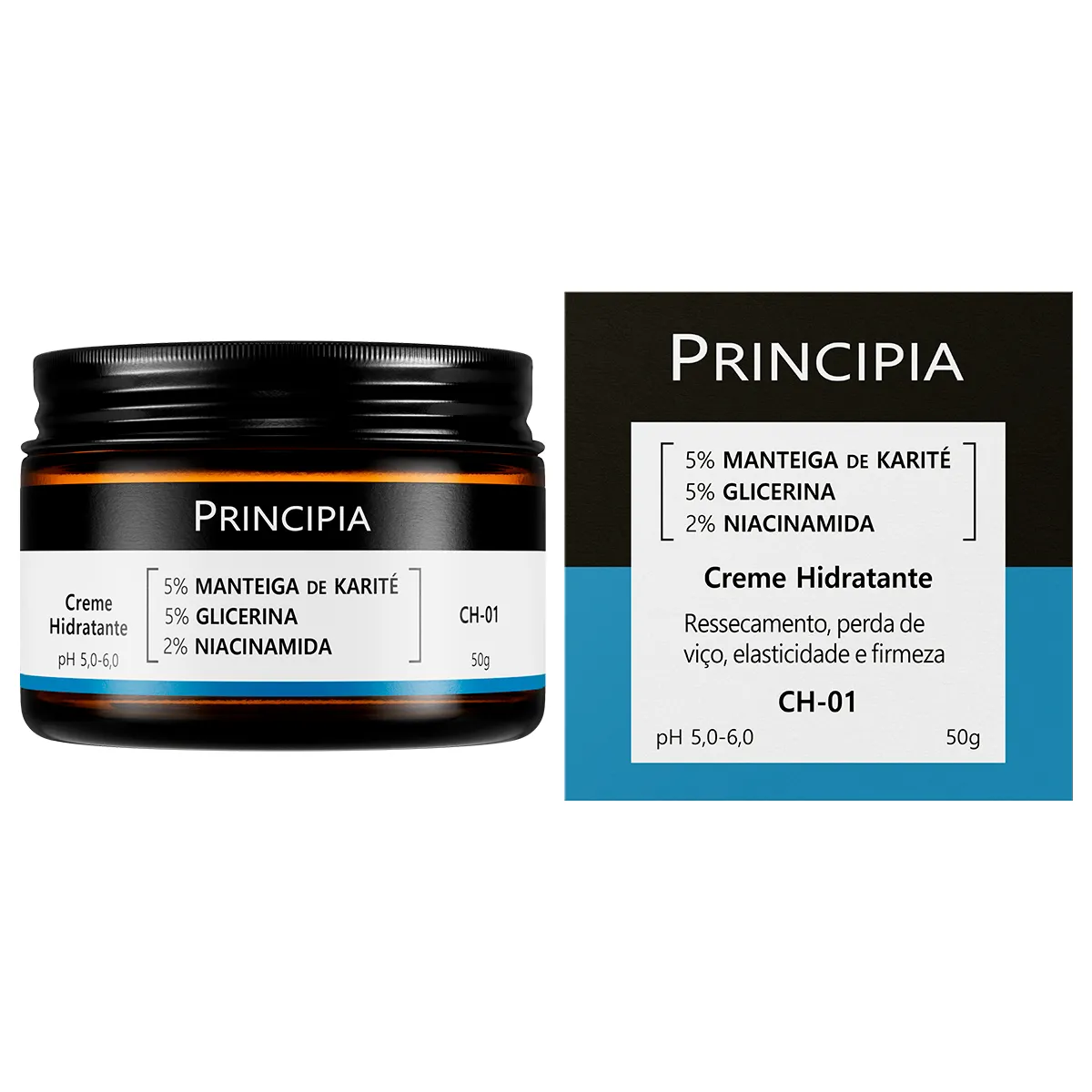 Creme Hidratante Principia Skincare CH-01 5% Manteiga de Karité + 5% Glicerina + 2% Niacinamida 50g