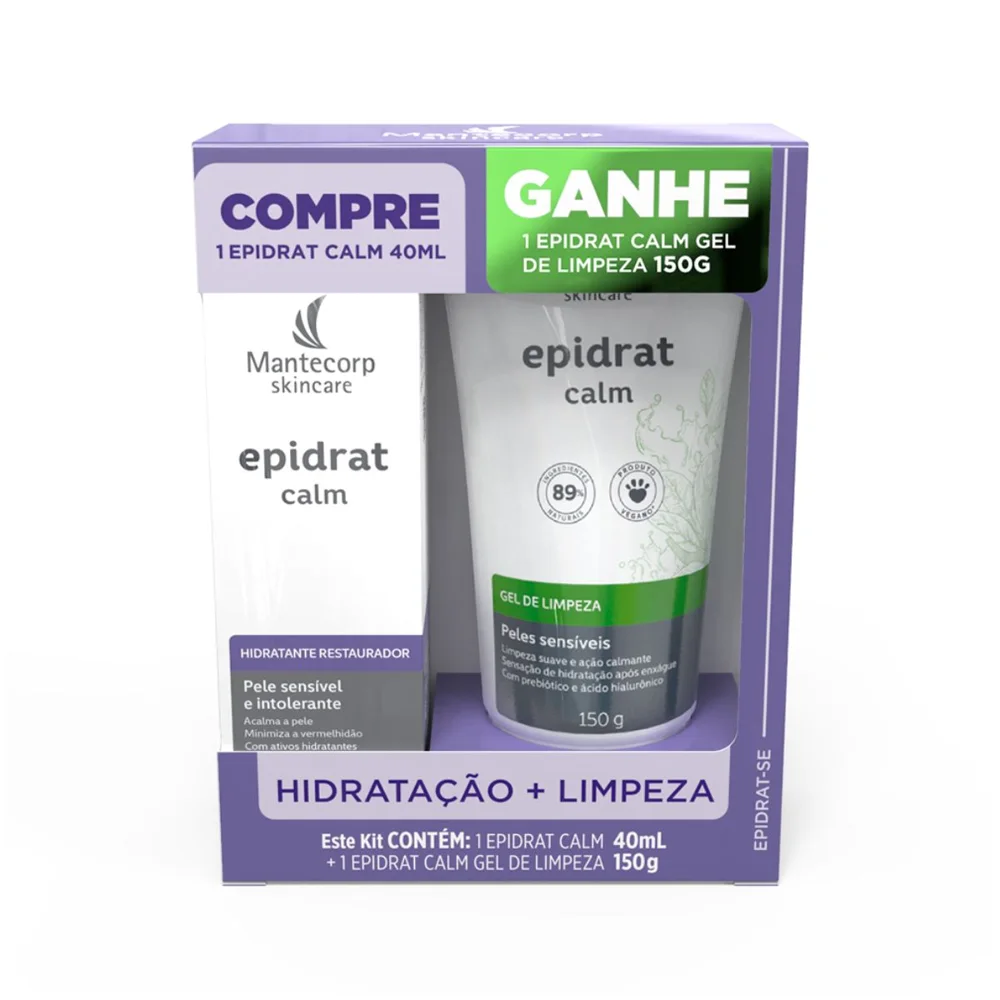 Kit Mantecorp Skincare Hidratante Restaurador Epidrat Calm 40ml + Gel De Limpeza 150g