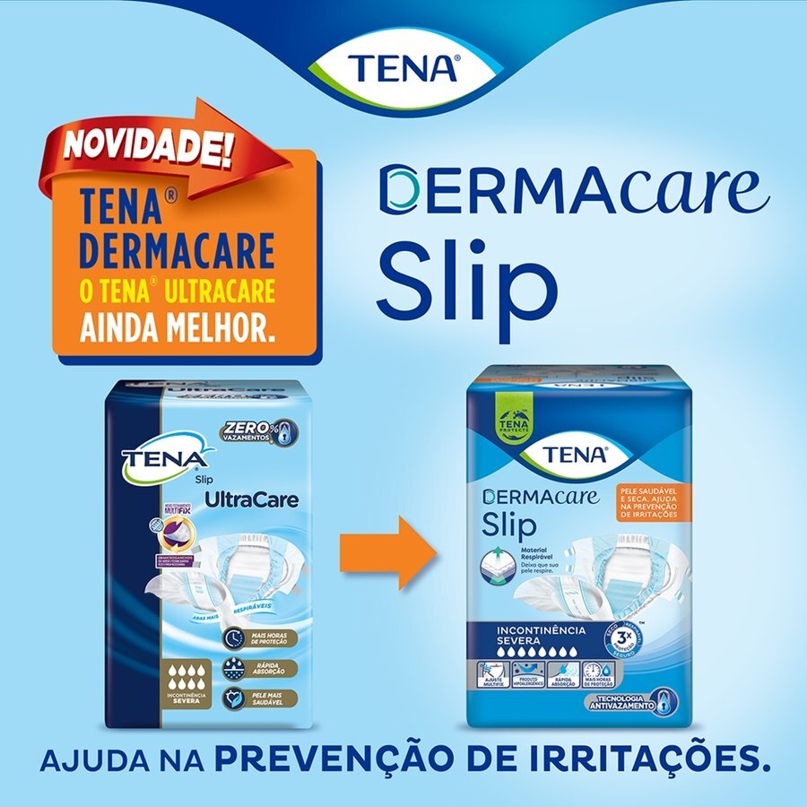 Fralda Geriátrica Unissex Tena Dermacare Slip Eg - 7 Unidades